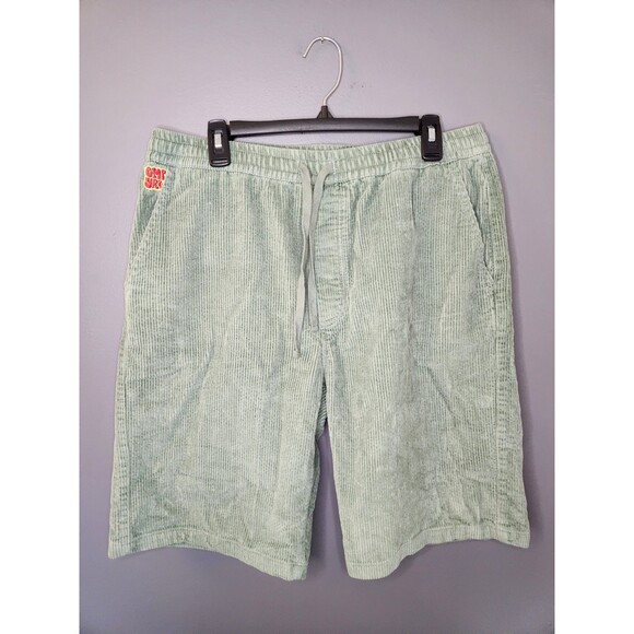 Empyre Shorts Men's L Green Corduroy Drawstring‎ Flat Cotton Skateboard Y2K 11" - Picture 2 of 7